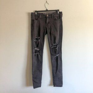 American Eagle Distressed Jeggings Black Jeans 2